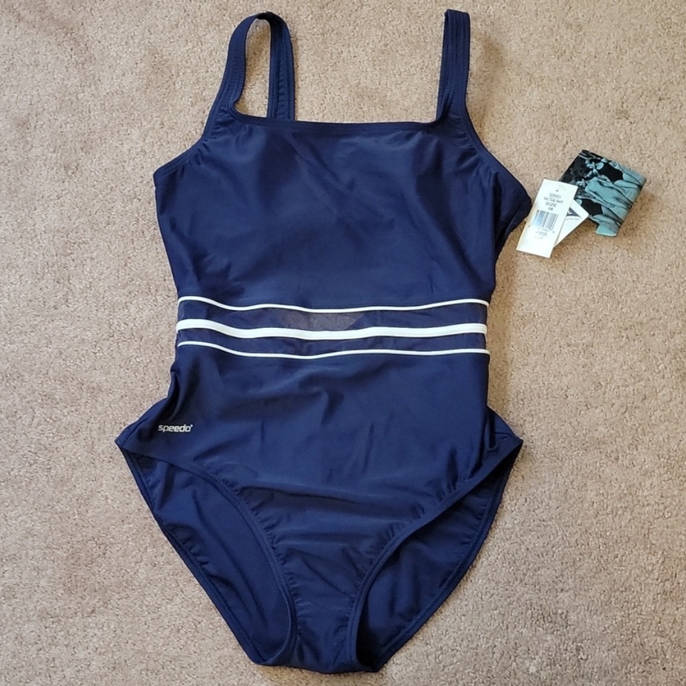 Speedo One Piece Swimsuit 16 Nautical Navy Blue
